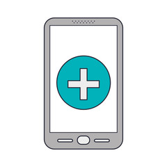 Fototapeta premium screen smartphone with cross symbol vector illustration