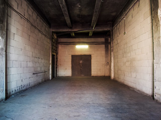 empty cement Parking Garage interior the dark corridor, construction