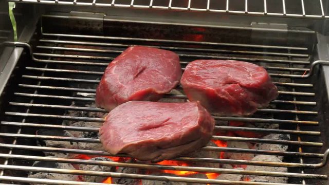 Filetsteaks of beef on a grill