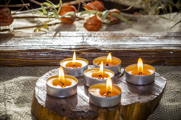 dekoracja listopadowa ze świec i suszonych kwiatów, dried plants, dried flowers