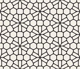 Vector Seamless Black and White Rounded Lace Pattern