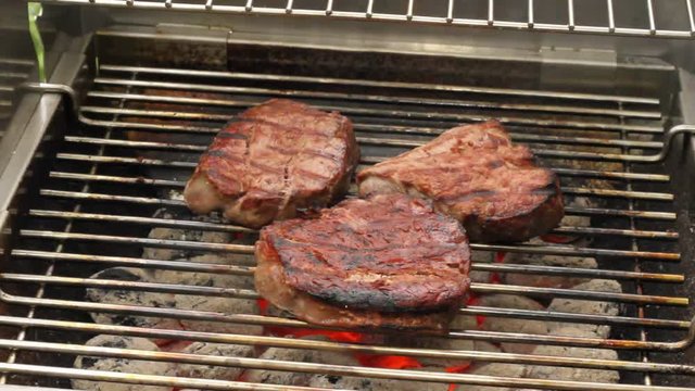 Filetsteaks of beef on a grill