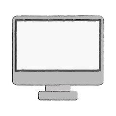 monitor monochrome screen with base vector illustration