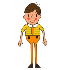 Fototapeta premium Cute little young boy isolated on white background. Vector illustration