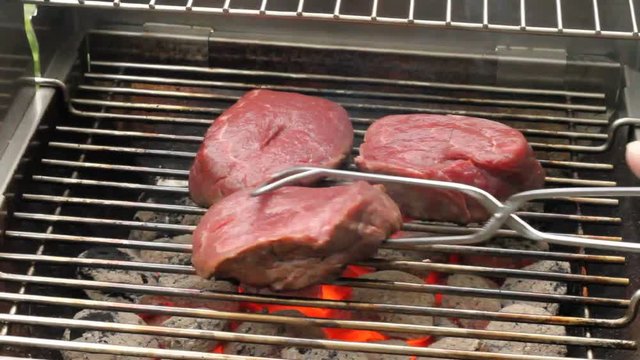 Filetsteaks of beef on a grill