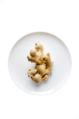 fresh ginger on white