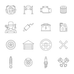 Auto service line icons set
