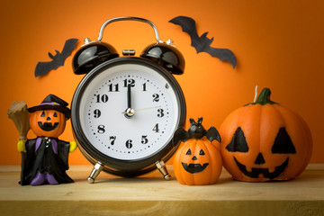 Halloween Pumpkins on wooden table