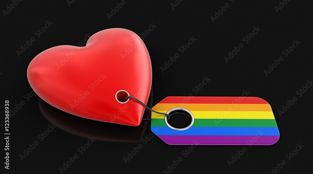Poster heart with color label. image with clipping path