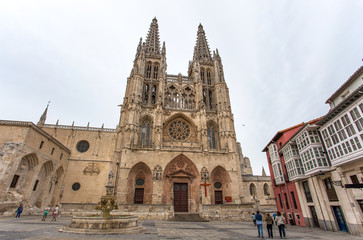 Fototapeta na wymiar Cathedral dedicated to Virgin Mary in Burgos, Spain, which is under protection of UNESCO/ cathedral/ religion/ pray/ faithfuls/ Church/ architectural
