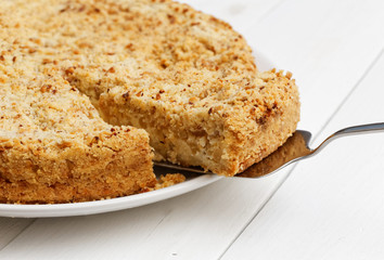 Homemade pie with cheese and apples