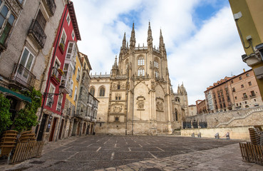 Fototapeta premium Cathedral dedicated to Virgin Mary in Burgos, Spain, which is under protection of UNESCO/ cathedral/ religion/ pray/ faithfuls/ Church/ architectural