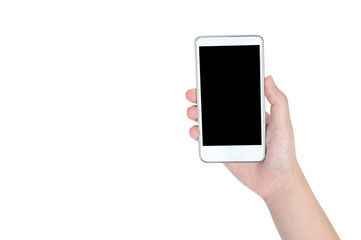 Woman hand with smart phone with clipping path