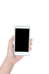 Woman hand with smart phone with clipping path