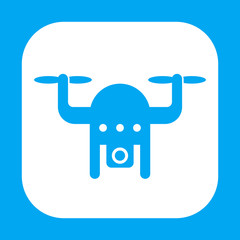 Drone icon, copter with camera on white, vector illustration