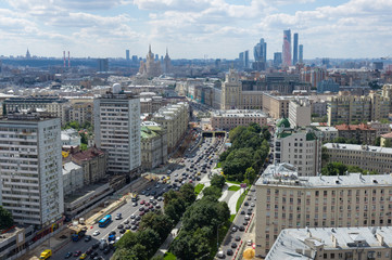 Aerial view of Moscow. Sadovoye Ring.