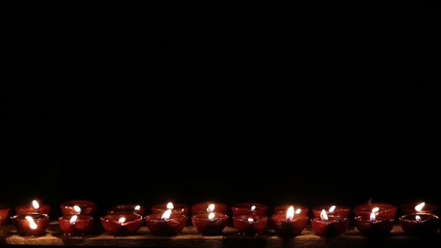 earthern lamp in a line, festival time