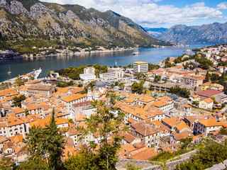 Naklejka na ściany i meble Kotor bay and Old Town from Lovcen Mountain. Montenegro.
