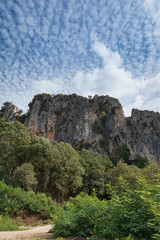 Mountain along the river Ardeche, France.