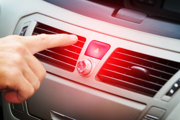 Red car hazard warning button