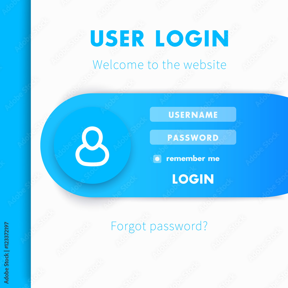 Canvas Prints User Login window template, login page design for website, blue and white, vector illustration