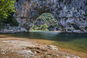 The Pont d'Arc is a large natural bridge, located in the Ardeche departement in the south of Franc....