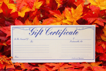 Naklejka na ściany i meble Giving fall gift certificate