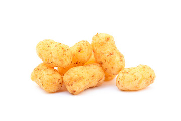 Peanut, corn puffs isolated with white background