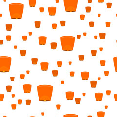 Seamless Pattern with Sky Lanterns Isolated