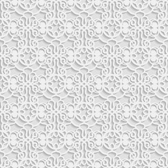 Seamless 3D white pattern,  indian ornament, persian motif,  vector. Endless texture can be used for wallpaper, pattern fills, web page  background,  surface textures.