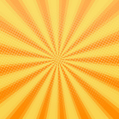 Comic background. Halftone vector illustration with rays