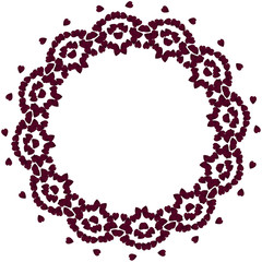 Cute background circle border frame with flower petals isolated on the white (transparent) fond. With space for text. Can be used for invitations poster or greeting cards. Vector illustration eps