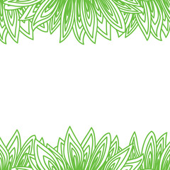 Obraz premium Cute background pattern border frame with many green leaves on the white fond. With space for text. Can be used for invitations menu poster or greeting cards. Vector illustration eps