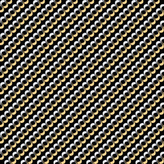 Seamless background pattern with repeating endless golden chains isolated on the black background. Vector eps illustration