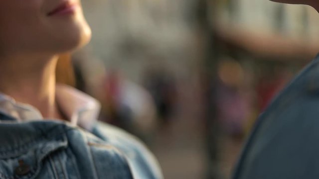 couple in denim in the city.