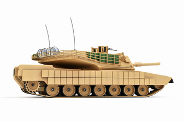 Fototapeta premium Heavy Military Tank isolated on white background