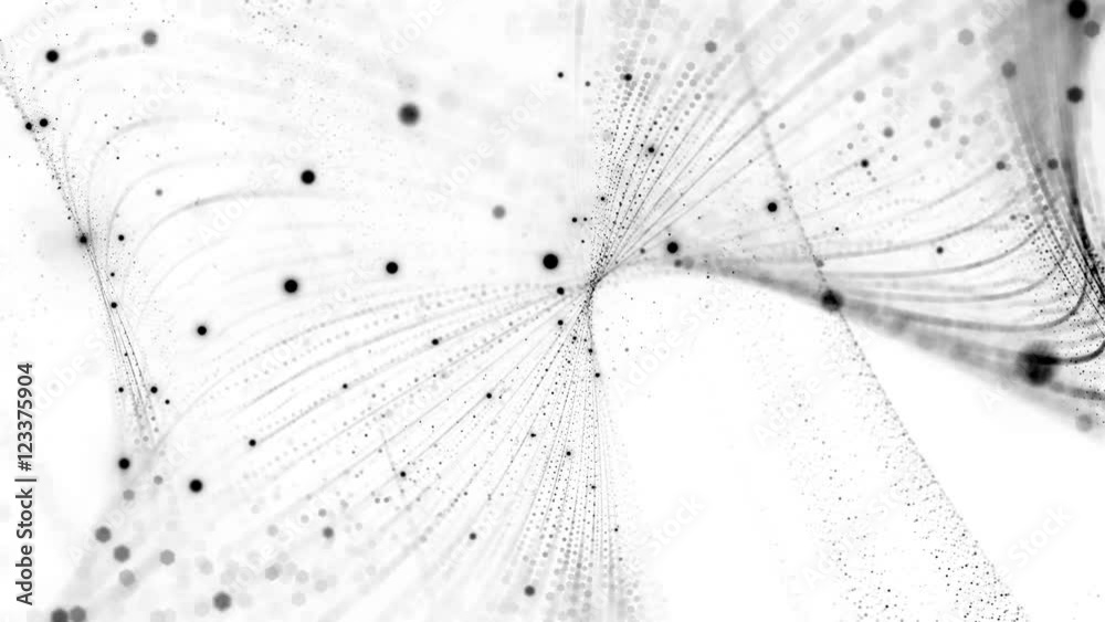 Poster 3d rendering background with twisted particle strings. dark digital abstract background. beautiful g