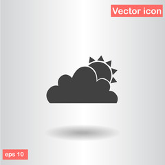 sun and cloud black flat icon eps 10 vector illustration