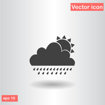 sun and cloud and rain flat icon eps 10 vector illustration