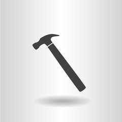 icon silhouette isolated hammer black icon flat vector illustration