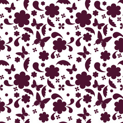 Floral seamless pattern with butterfly