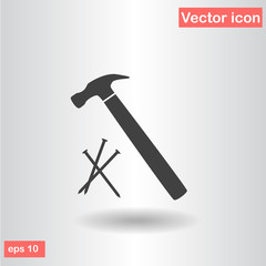 hammer with nails icon vector illustration