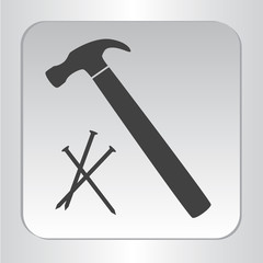 icon silhouette isolated hammer with nails black icon vector illustration