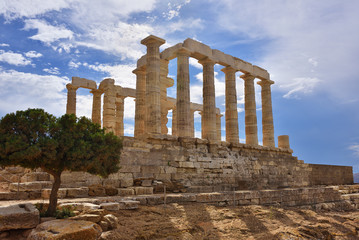 Obraz premium Temple of Poseidon at Cape Sounion Attica Greece