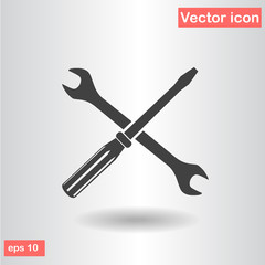 wrench screwdriver black set icon vector illustration