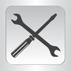 silhouette isolated wrench screwdriver black set icon vector illustration