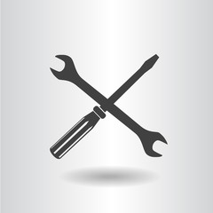 silhouette isolated wrench screwdriver black set icon vector illustration