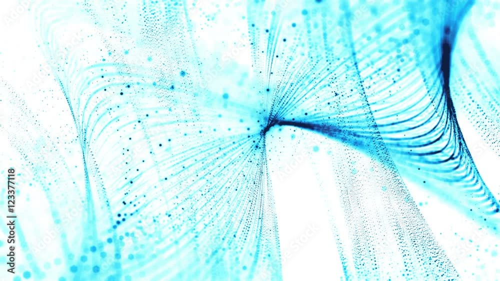 Poster 3d rendering background with twisted particle strings. dark digital abstract background. beautiful g