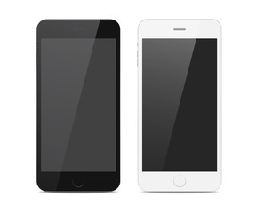 Two smatr phones with shadow, black and white