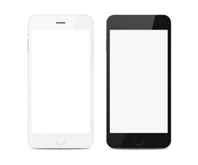 Two smatr phones with shadow, black and white